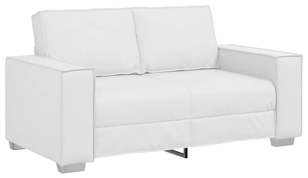 2 Személyes Kanapé Fehér 120 cm Műbőr