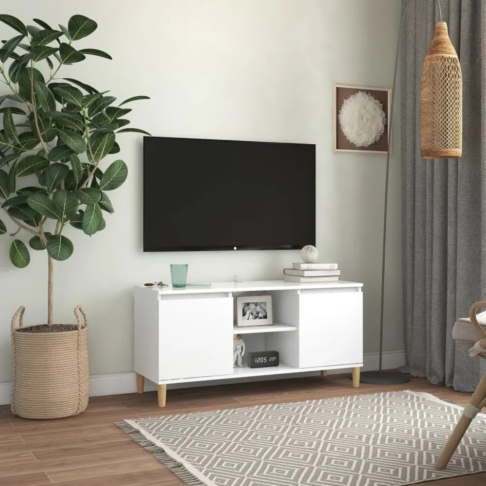 fehér TV-szekrény tömör falábakkal 103,5 x 35 x 50 cm