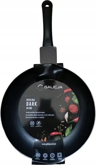 Tapadásmentes serpenyő, 24 cm, fekete, kerek