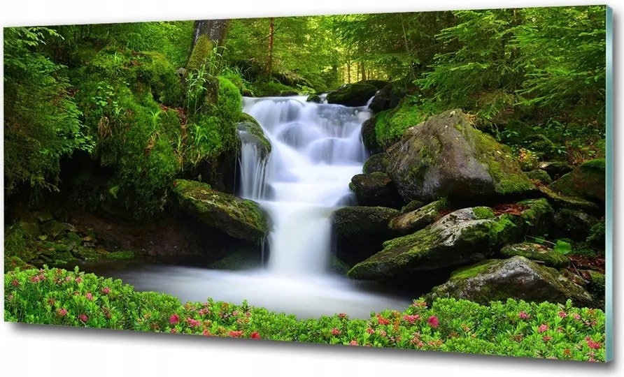 Fotó üvegkép Vízesés az erdőben 100x50