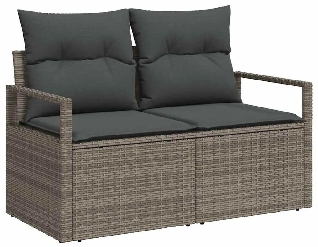 Kerti Kanapé Szett 9 pcs Szürke és Barna 100 x 55 x 73 cm