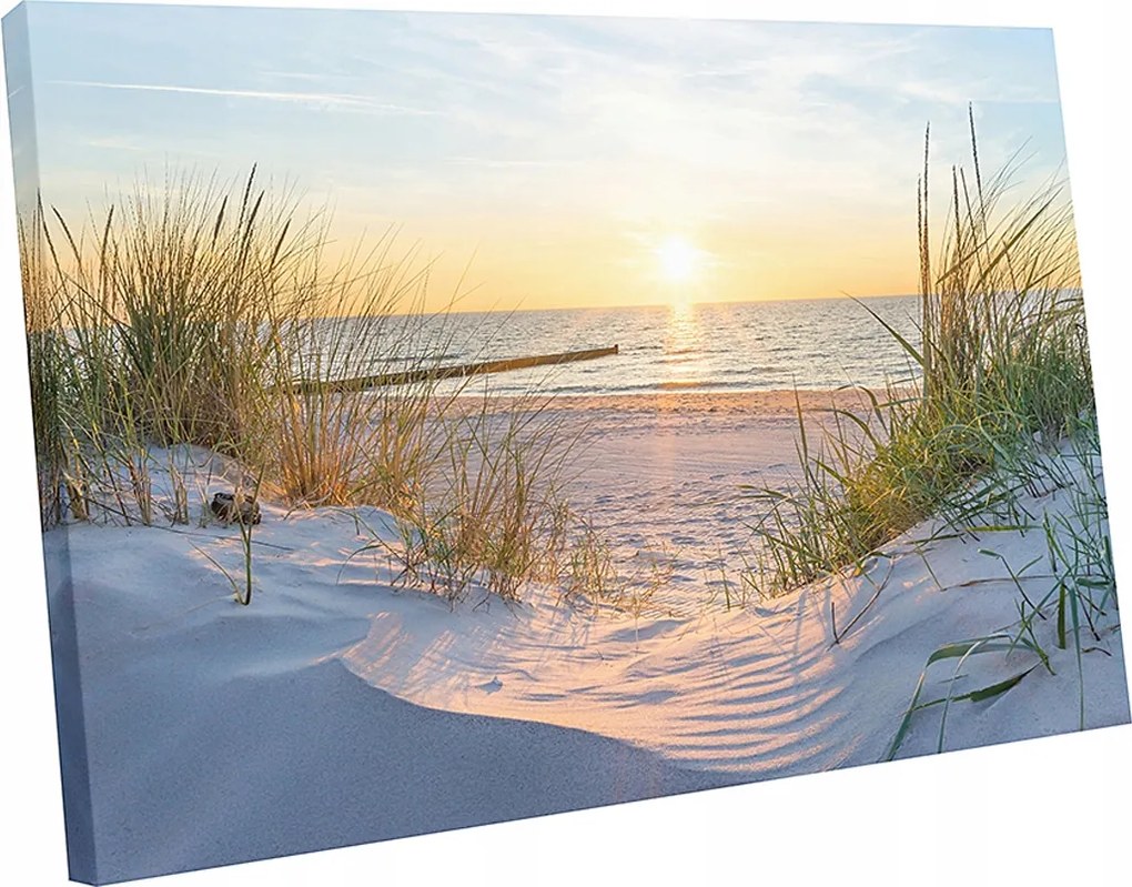 Vászonkép tengerpart tenger naplemente dűnék 70x50