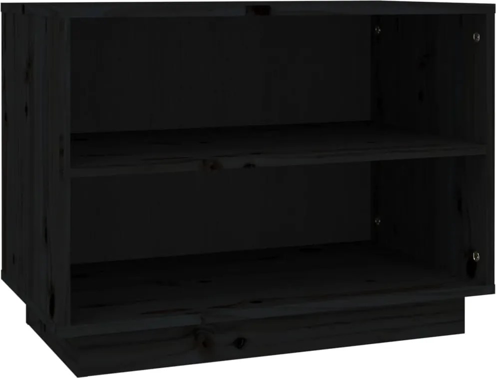 vidaXL fekete tömör fenyőfa cipősszekrény 60 x 34 x 45 cm