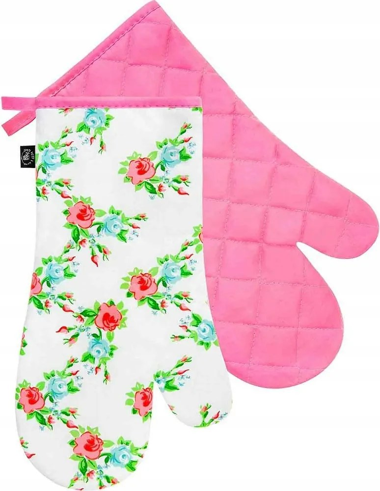 Konyhai kesztyű szett 2 db-os angol rózsa rózsaszín szigetelő