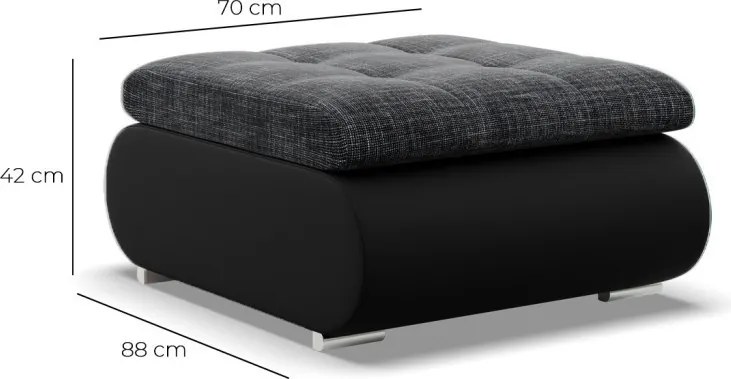 Tokio puff, fonott + műbőr, szürke - fekete