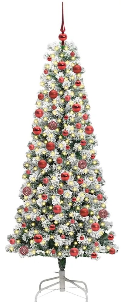 Műanyag Hajtogatós Karácsonyfa 300 LED-del Zöld és fehér 180 cm