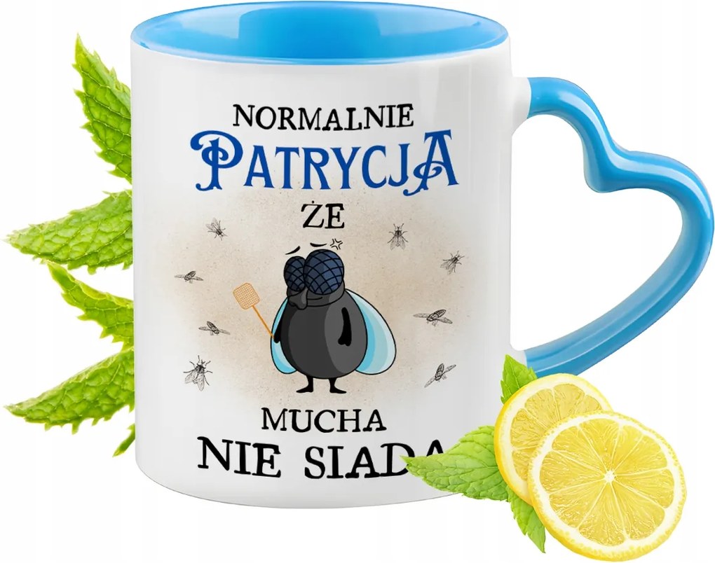 Patríciának Kék Bögre Szív Alakú Füllel Kávé Ajándék