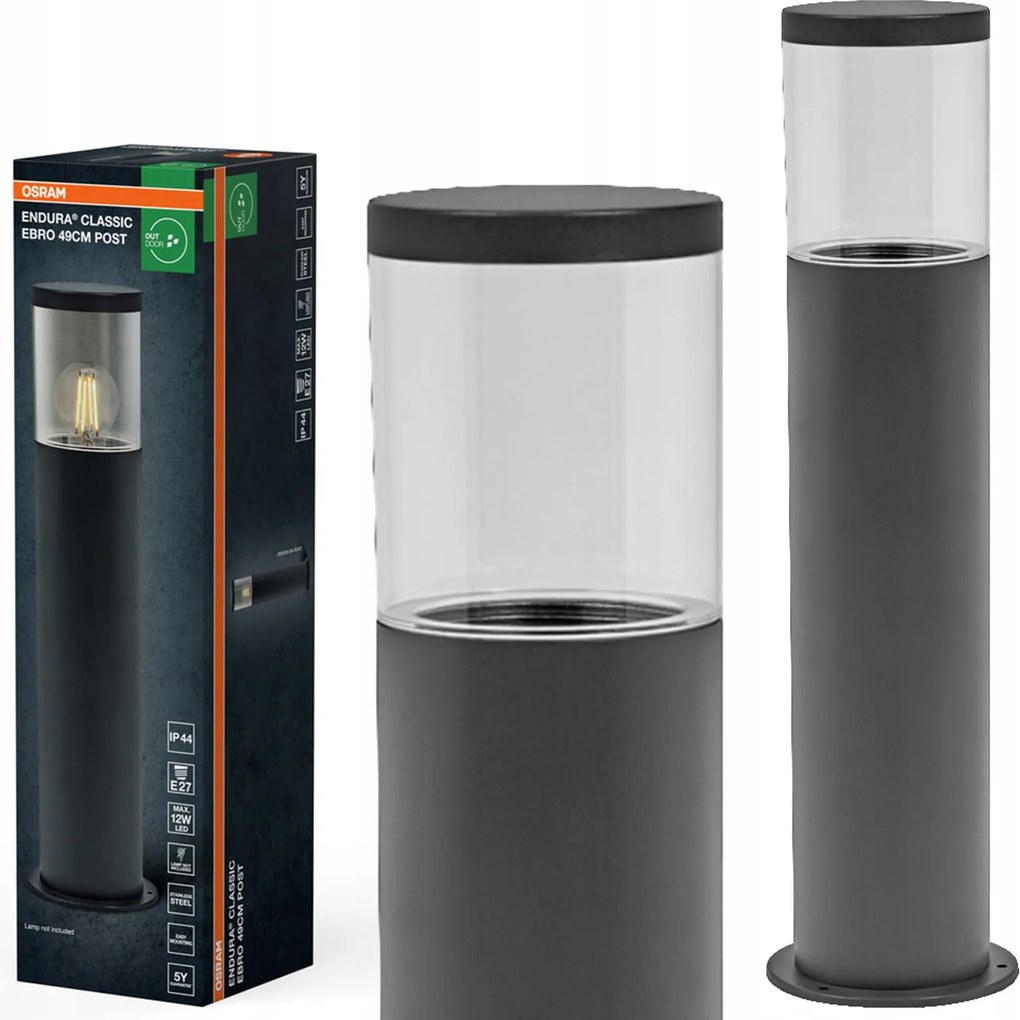 Kerti Lámpa Kültéri Álló Oszlop E27 Szürke IP44 Endura Osram