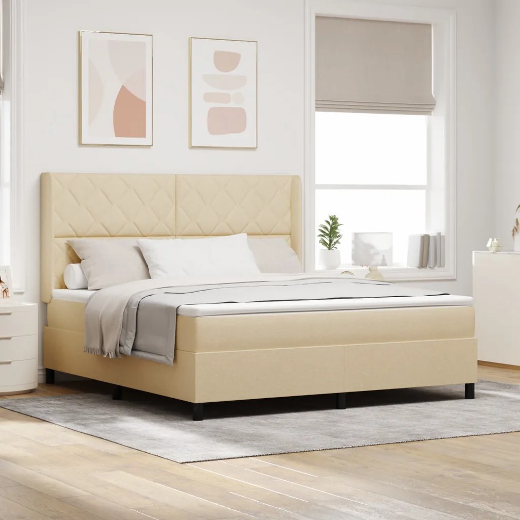 Boxspring ágy matraccal - Krém 180x200 cm Szövet