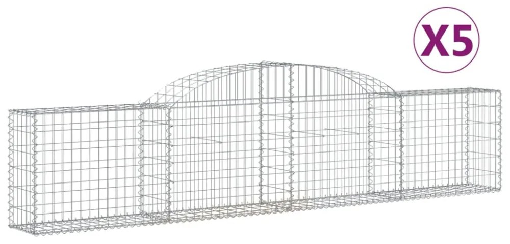 5 db íves horganyzott vas gabion kosár 300x30x60/80 cm