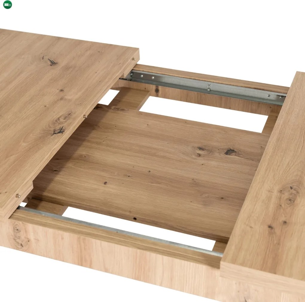 szett étkezőasztal SKUBI 120-160 cm artisan tölgy és 4 szék RODRI bézs