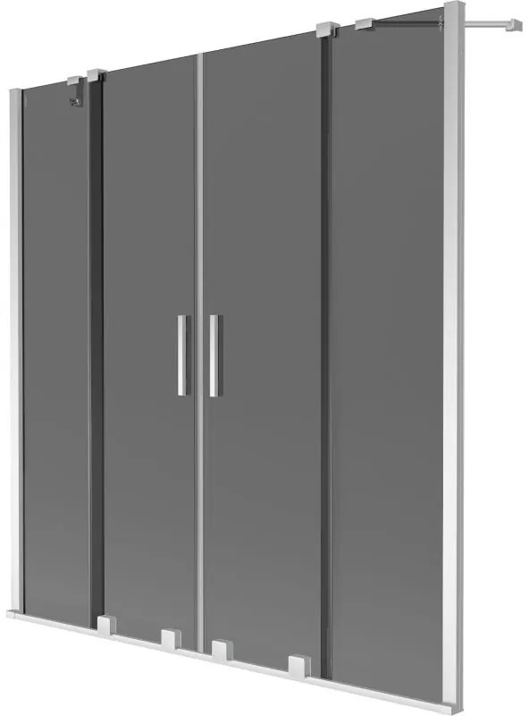 Mexen Velar Duo, 2 szárnyas eltolható kádparaván 160 x 150 cm, 8mm szürke üveg, króm profil, 896-160-000-42-01
