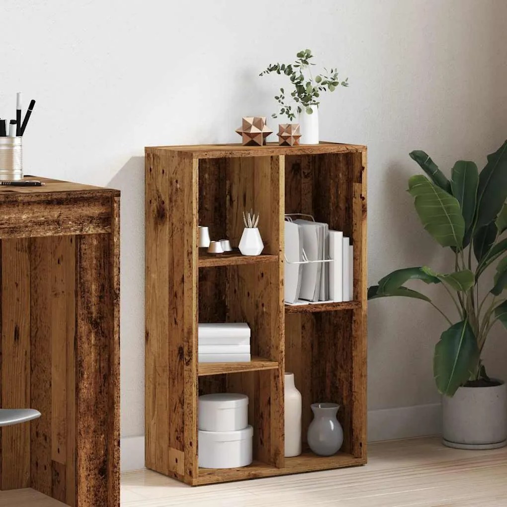 antik fa színű szerelt fa könyvszekrény 50x25x80 cm