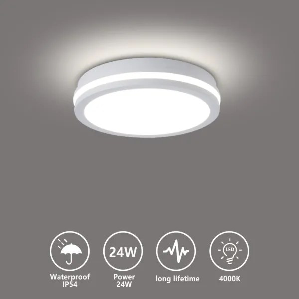 Brilagi - LED kültéri mennyezeti lámpatest BENE LED/24W/230V átm. 26 cm fehér IP54