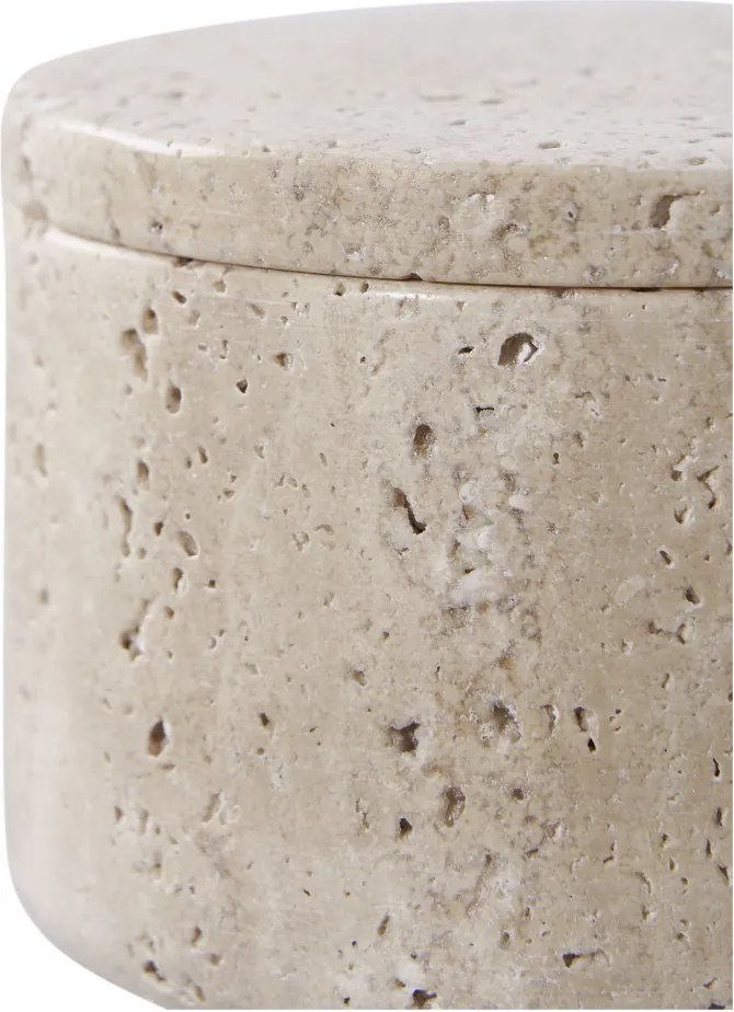 Tárolóedény fedéllel, travertin, natúr ø10x6,5 cm