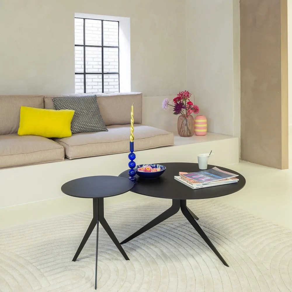 Fekete fém kerek dohányzóasztal ø 78 cm Daley – Spinder Design