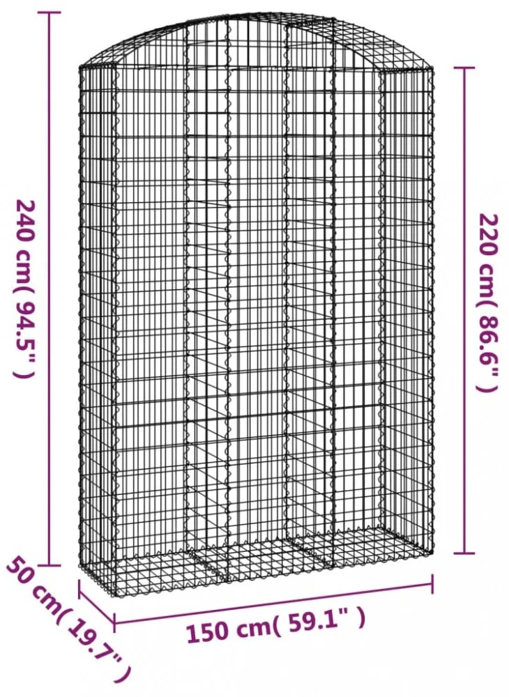 íves horganyzott vas gabion kosár 150x50x220/240 cm