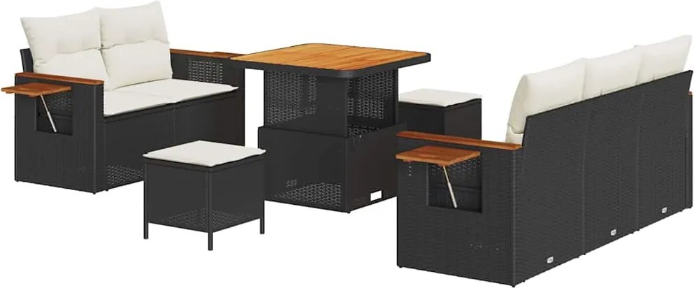 vidaXL Kerti Kanapé Szett párnával 8 pcs Fekete és Krém
