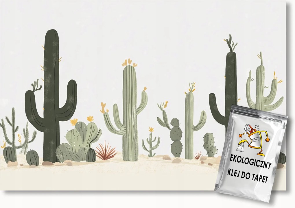 Fotótapéta Flizelina Gyerekek Sivatag Kaktuszok Virágok Boho 150x105 ragasztó