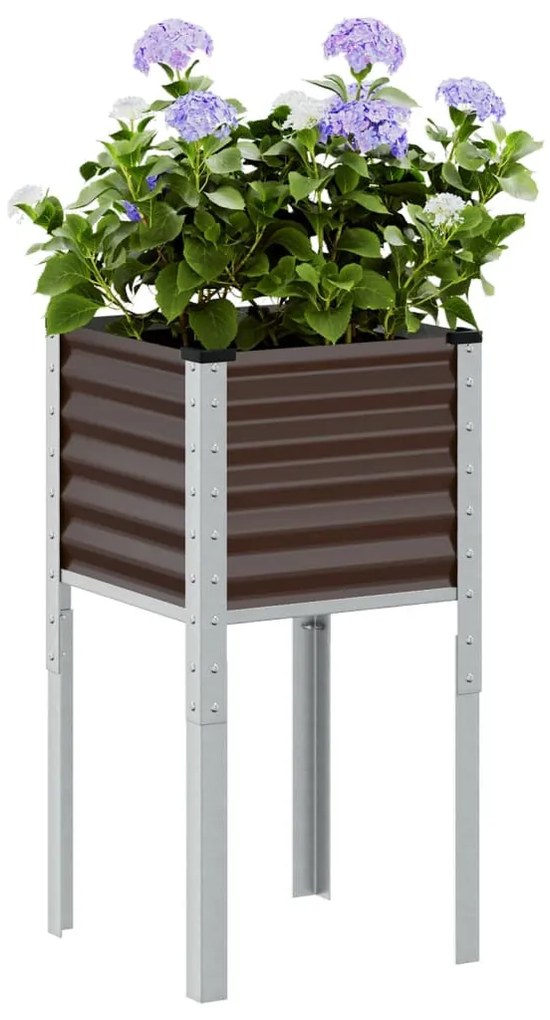 barna acél kerti virágláda 45 x 45 x 88 cm