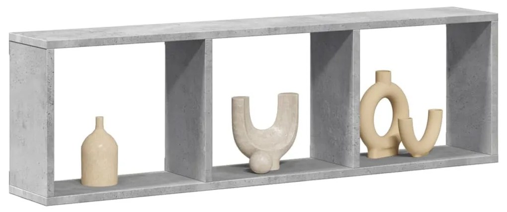 betonszürke szerelt fa faliszekrény 100 x 16 x 30 cm