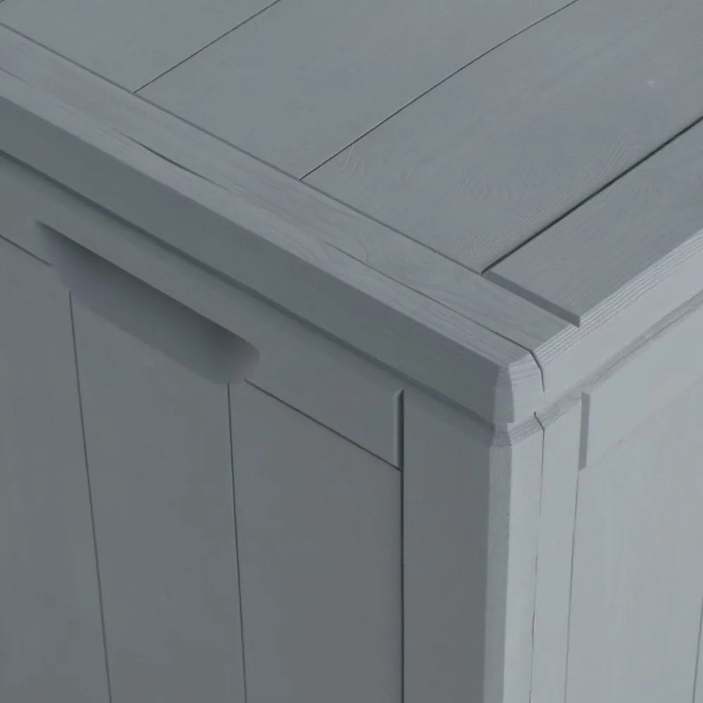 szürke PP fa hatású kerti tároló doboz 90 L