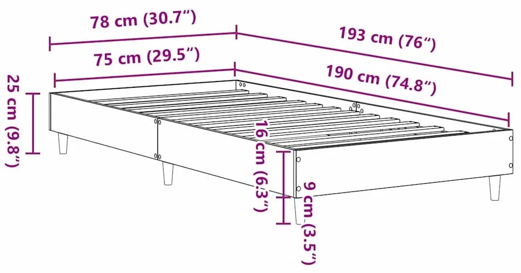 Ágykeret Musta tammi 75 x 190 cm Faanyag