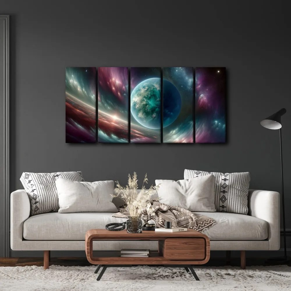5 részes kép galaxis és bolygó