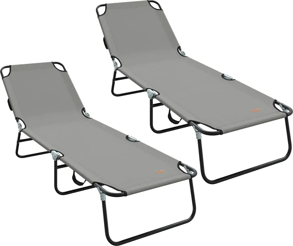 vidaXL Összecsukható nyugágy 2 pcs Szürke 188 x 57 x 86,5 cm