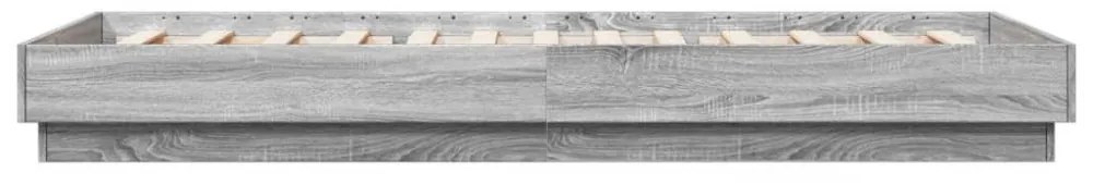 szürke sonoma színű ágykeret LED-világítással 90x200 cm