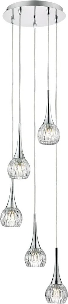 DAR LIGHTING LYA0550 LYALL Többágú Függesztett Lámpa Csiszolt Króm, Átlátszó G9 IP20