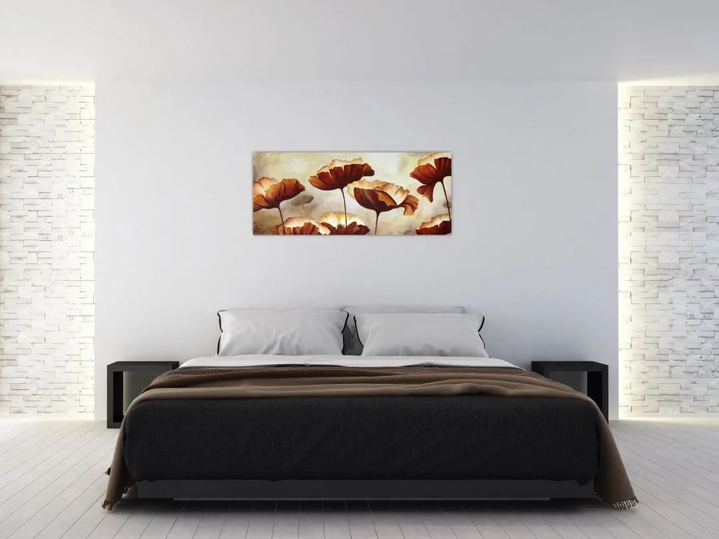 Piros virágok képe (120x50 cm)