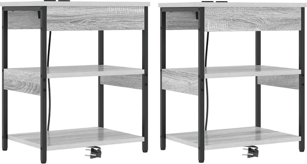vidaXL Éjjeliszekrény 2 pcs Szürke Sonoma 41 x 31 x 51 cm Faanyag