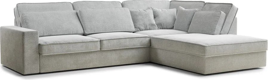 Világosszürke zsenília sarokkanapé (jobb oldali-L alakú) Kirou – Maison de Rêve