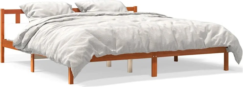 vidaXL viaszbarna tömör fenyőfa ágy matrac nélkül 200 x 200 cm