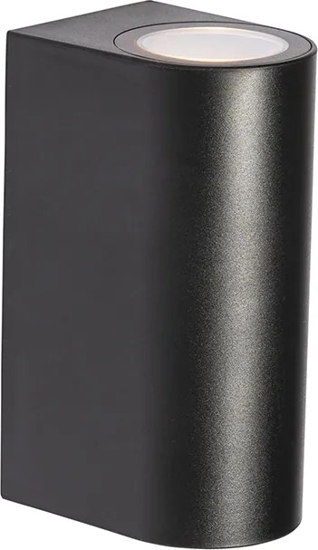 Modern kültéri fali lámpa fekete műanyag ovális 2-lámpás - Baleno