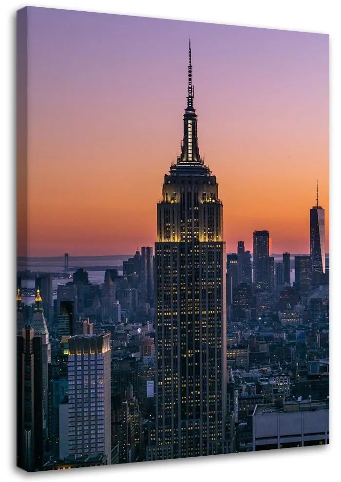 Gario Vászonkép Empire State Building naplementében Méret: 70 x 100 cm