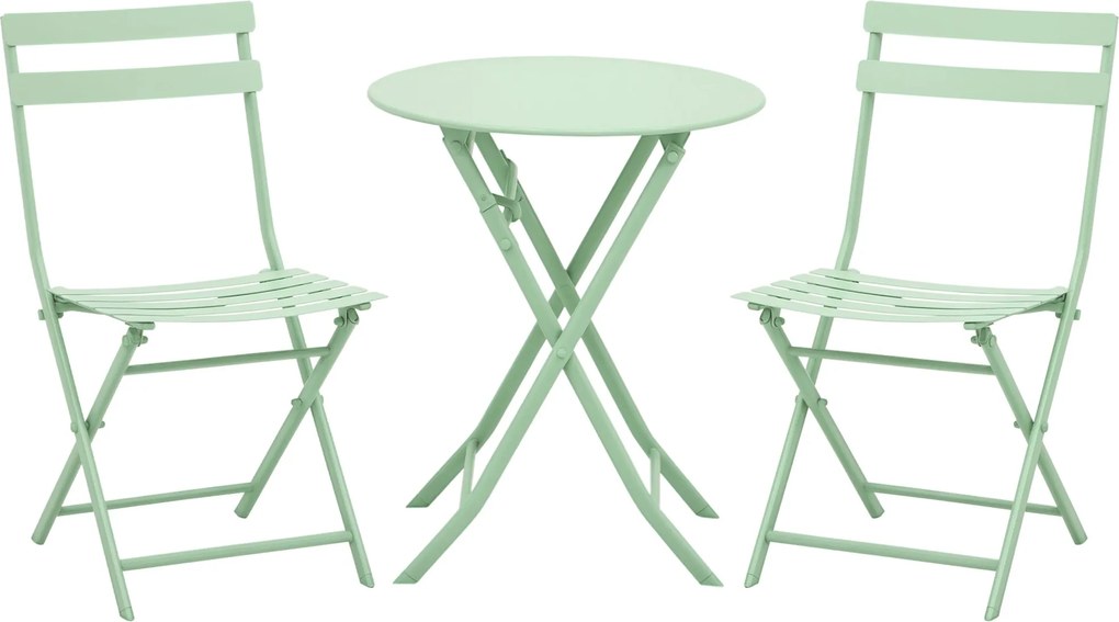 Outsunny 3 részes Kerti Szett Erkély Bútor Szett Bistró Asztallal 2 Székkel, Összecsukható Zöld | Aosom