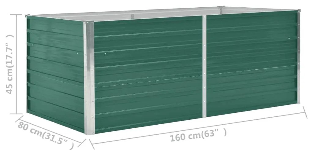 zöld horganyzott acél kerti magaságyás 160 x 80 x 45 cm