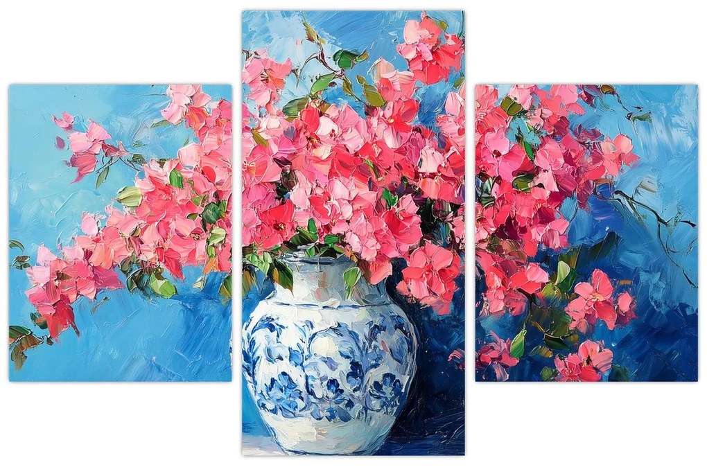 Kép - Váza rózsaszín virágokkal (90x60 cm)