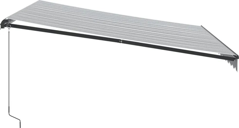 Antracitszürke és fehér kézzel kihúzható napellenző 400x350 cm