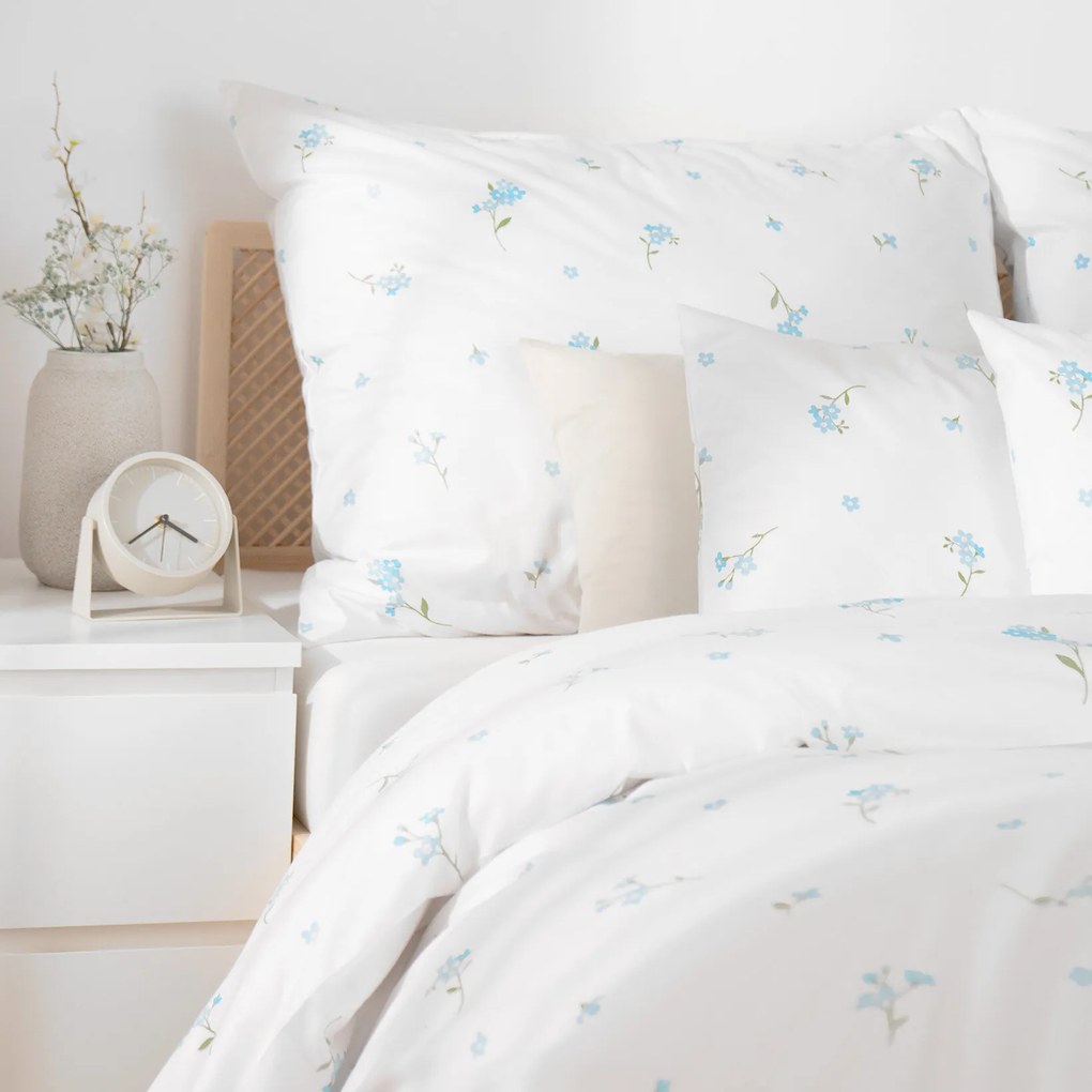 Goldea pamut ágyneműhuzat - nefelejcsek 140 x 200 és 70 x 90 cm