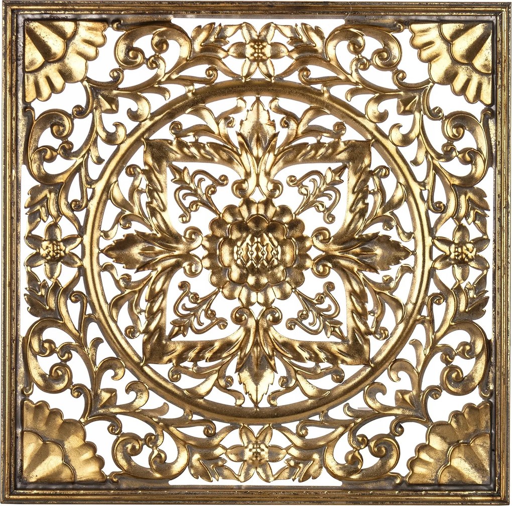 Arany Fém Fali Dekoráció Fali Panel Dekoráció Négyzet Fém 65 cm.