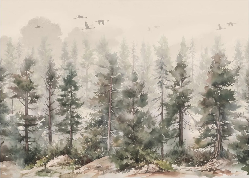 Üveg kép - Fenyőerdő I., akvárium (70x50 cm)