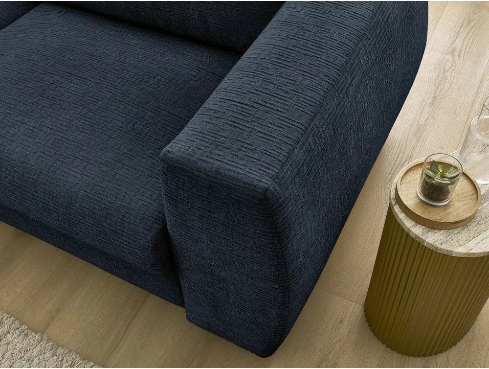 Sötétkék zsenília kinyitható kanapé mindennapos alvásra 220 cm Hugo – Bobochic Paris