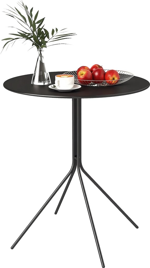 Outsunny Összecsukható Kerti Asztal Ø60 x 71 cm, Időjárásálló Acél Terasz Asztal, Kerek Oldal Asztal Lábpárnákkal, Kültéri Étkező Asztal, Kemping Aszt