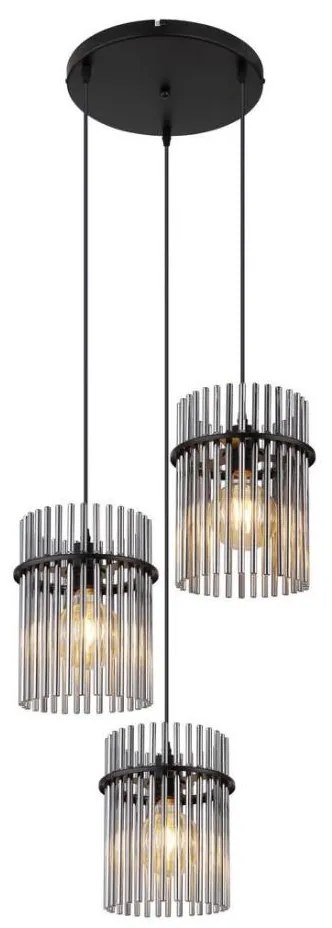 Globo 15698-3HR - Csillár zsinóron GORLEY 3xE27/60W/230V átm. 47 cm fekete