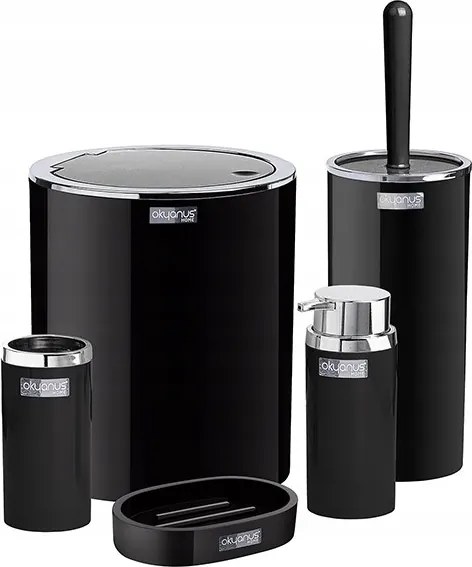 Fürdőszoba szett Kerek szett 5 részes fekete krómozott kivitel