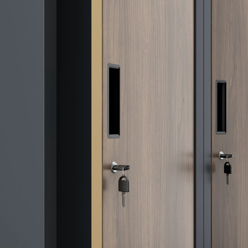 Négyrekeszes munkásszekrény, antracit/dió, 800x1800x500 mm: KACPER Eco Design