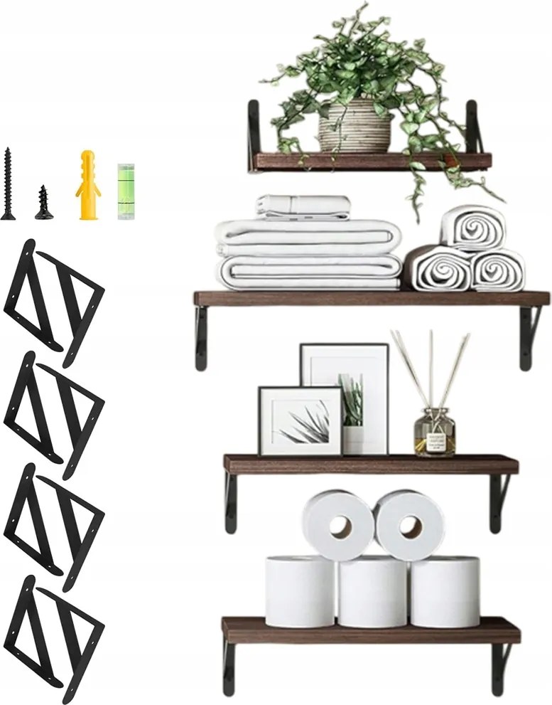 Függő Polc Szett Loft Industrial Rusztikus Nappali 4DB-OS Könyv